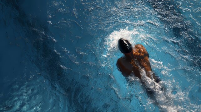 A dedicated swimmer glides through the clear blue water showcasing focus and determination in their sport
