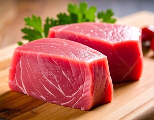 Fresh raw tuna steaks