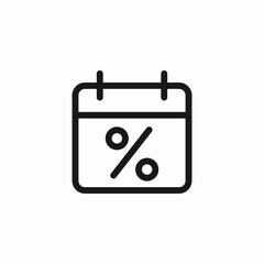 calendar with percent icon sign vector