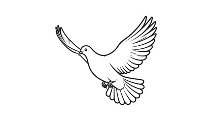 Obraz premium Simple line drawing of a flying dove