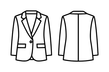 Classic blazer outline design. Front and back view. Easily add to your business fashion content now.
