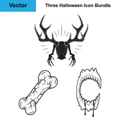 Wendigo Antler Frozen Bone Cannibal Mark Silhouette Halloween Vector Bundle