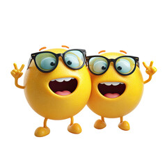 Two cartoon emoji faces with glasses