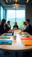 Generative AI depicts a modern business meeting with colleagues collaborating and sharing ideas in