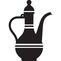 Obraz premium Arabic coffee pot isolated on white background, a traditional kettle for tea and beverage, representing islamic culture and vintage design