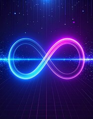 Infinity symbol, neon glow, futuristic