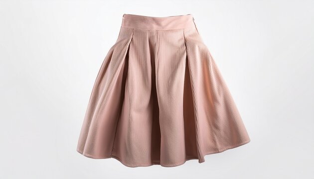 elegant high waisted pleated culottes in a soft blush pink fabric isolated on white background