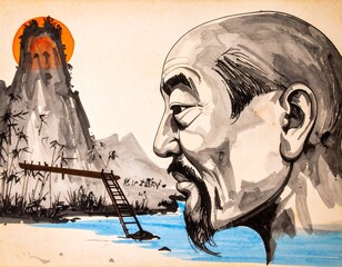 Island elder, serene portrait