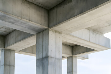 Architectural Abstract: A stark and striking image that showcases the raw beauty of concrete architecture with clean lines, sharp angles, and a sense of industrial elegance, minimalist design.