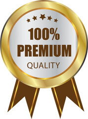 100% Premium Quality Gold Color Badge Seal Typography Vector design
