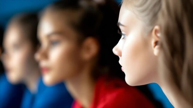 Young student in a class room with other blurred students