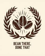 Obraz premium - Coffee bean trio wreath, brown on beige, Bean There, Done That