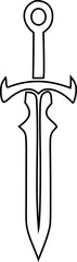 Flat sword outline vector graphic, great for martial arts posters, weapon logos, and warrior emblems.