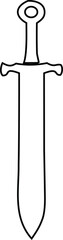 Minimalist sword outline vector with simple handle and blade, perfect for fantasy art and game UI.