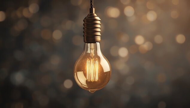 Illuminating Idea A Glowing Light Bulb Against a Bokeh Background, Symbolizing Innovation and Insight