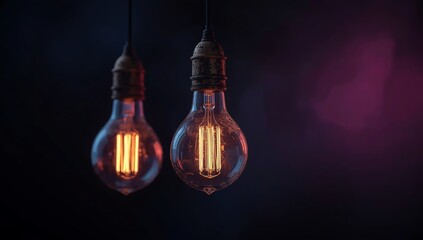 Two Edison Bulbs Casting a Warm Glow in the Darkness