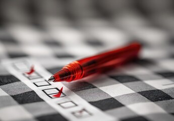 Red pen on checklist