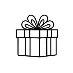 Gift Box with Bow, Outline Present for Celebration and Special Occasions