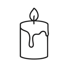 Simple Vector Illustration of a Burning Candle with Dripping Wax on Solid Background
