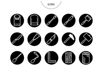 木工道具　アイコン ピクトグラム　ベクター イラスト　セット