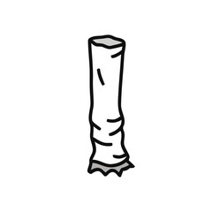 Cigarette butt close up with filter end, isolated on white background graphic