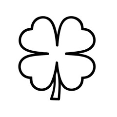 Minimalist Outline of Four Leaf Clover Symbol on White Background