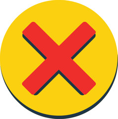 Fototapeta premium Cancel symbol within a clean yellow circle PNG isolated transparent background. Red Cancel icon, rejection vector, disapproval symbol, negative mark, cross mark, denied, failed, unavailable