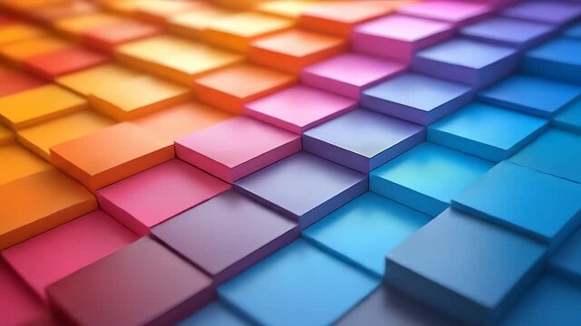 A gradient of colorful raised cubes receding into the distance