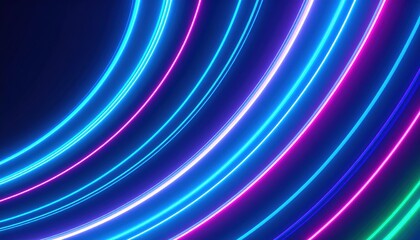 Futuristic 3D curvy neon lights forming abstract tech background