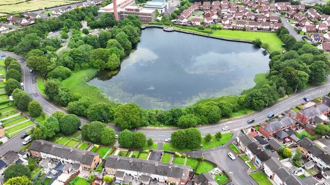 Aerial View of Mossley Dam at Mossley Mill Newtownabbey Co Antrim Northern Ireland