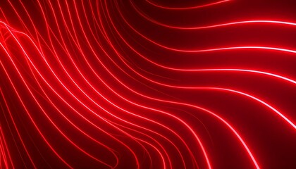 Abstract 3D background with red glowing neon wavy light streaks