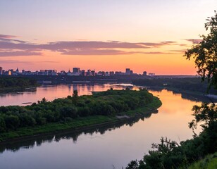 Fototapeta premium River city sunrise