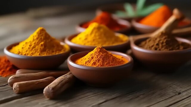 Aromatic Spices Wooden Table.