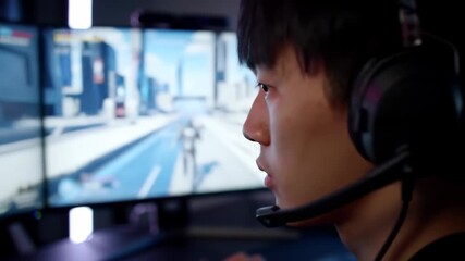 Gamer focused on a video game