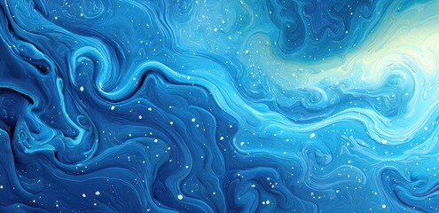 Obraz premium Abstract swirling blue and light blue liquid patterns with speckles