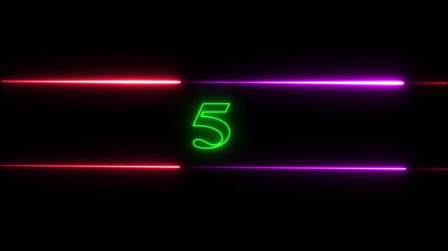 Purple or red Glowing neon numbers from 0 to 10 countdown in neon line inside. Neon bright glowing countdown timer from 10 to 0. Abstract glowing neon text 10 number countdown on black background - Powered by Adobe