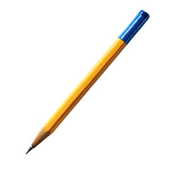 A yellow pen with a blue cap