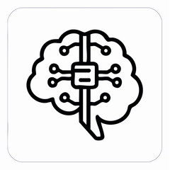 Fototapeta premium Conceptual vector art of a human brain with integrated AI microchip circuitry.