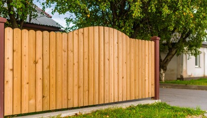 Light-brown wooden fence with gate