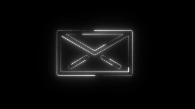 Neon Email Envelope Motion Graphic. Neon glowing Gmail message icon animation with smooth flicker effect. Perfect for apps, social media, email notifications, digital presentations, websites,