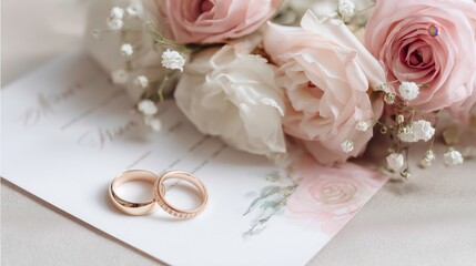 Wedding Rings with Flowers – Ideal for Wedding Invitations and Romantic Promotions