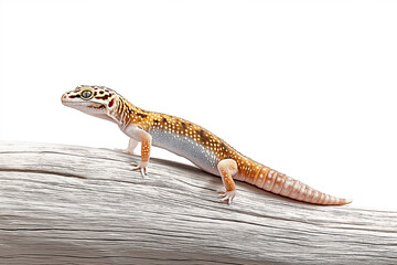 Fototapeta premium Leopard Gecko, Gecko, leopard gecko, lizard, reptile, gecko, animal, wildlife, leopard, pet, wild, nature, white, isolated, yellow, amphibian, salamander, close-up, macro, eye, eublepharis macularius,