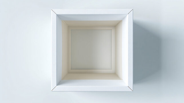 Box Container Empty White Minimalist Interior Topview Modern Open Space Geometric Simple Angular Unfilled Corner Functional Organization Light 