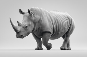 Obraz premium rhinoceros, rhino, animal, wildlife, mammal, big, safari, wild, horn, nature, zoo, family, large, dangerous, animals, endangered, isolated, white, horned, white rhinoceros, white background, huge,