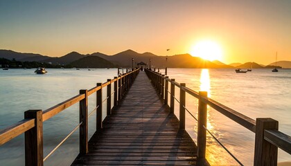 Sunset over a wooden pier