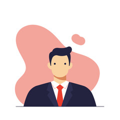 Professional flat design illustration of a businessman in a suit and red tie, suitable for corporate profiles, avatars, or business concepts.