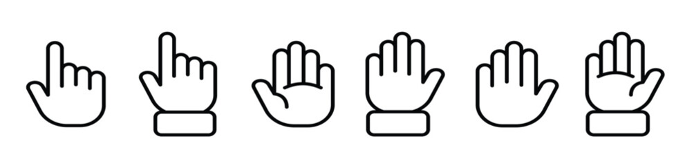 hand line icon black hands set vector icons vector illustration