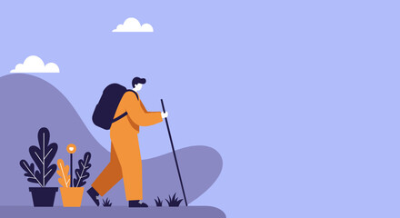 A person enjoys a solitary hike through a scenic landscape, embodying adventure, exploration, and the active lifestyle of travel and nature.