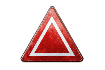 Red warning triangle on black background