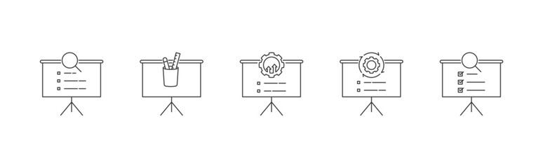 ADDIE training framework icon set with analysis, design, development, implementation, evaluation icon vector illustration
